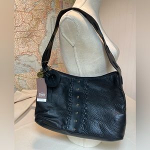 NWT The Sack black leather shoulder bag